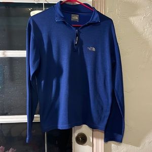Blue North Face quarter zip pullover
